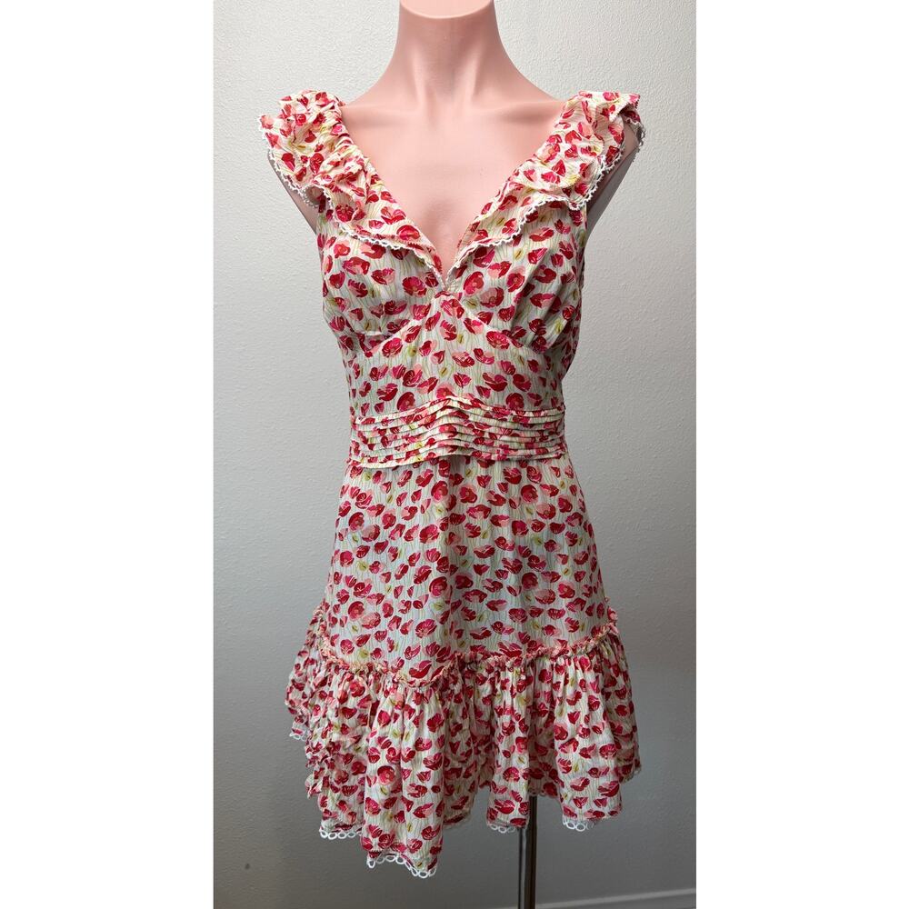 NWT Poupette St Barth Bruna Red Floral Mini Dress US XS